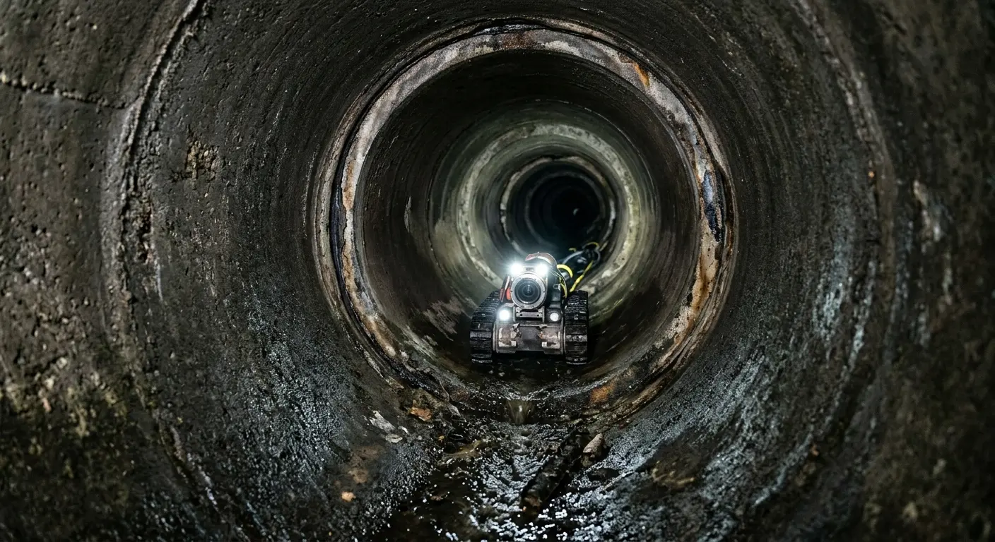 Robotic sewer camera inspecting pipe interior for Sewer Line Cleaning in Kendale Lakes